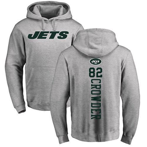 New York Jets Men Ash Jamison Crowder Backer NFL Football #82 Pullover Hoodie Sweatshirts->new york jets->NFL Jersey